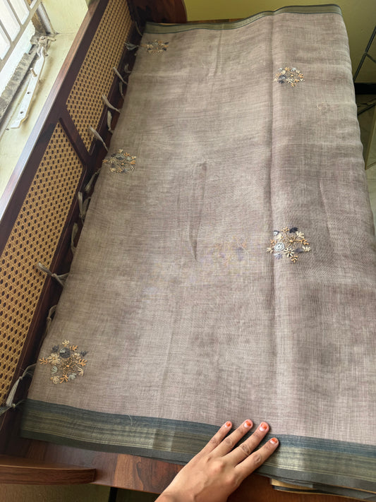 Premium Tissue Linen Sarees - Greyish Lavender