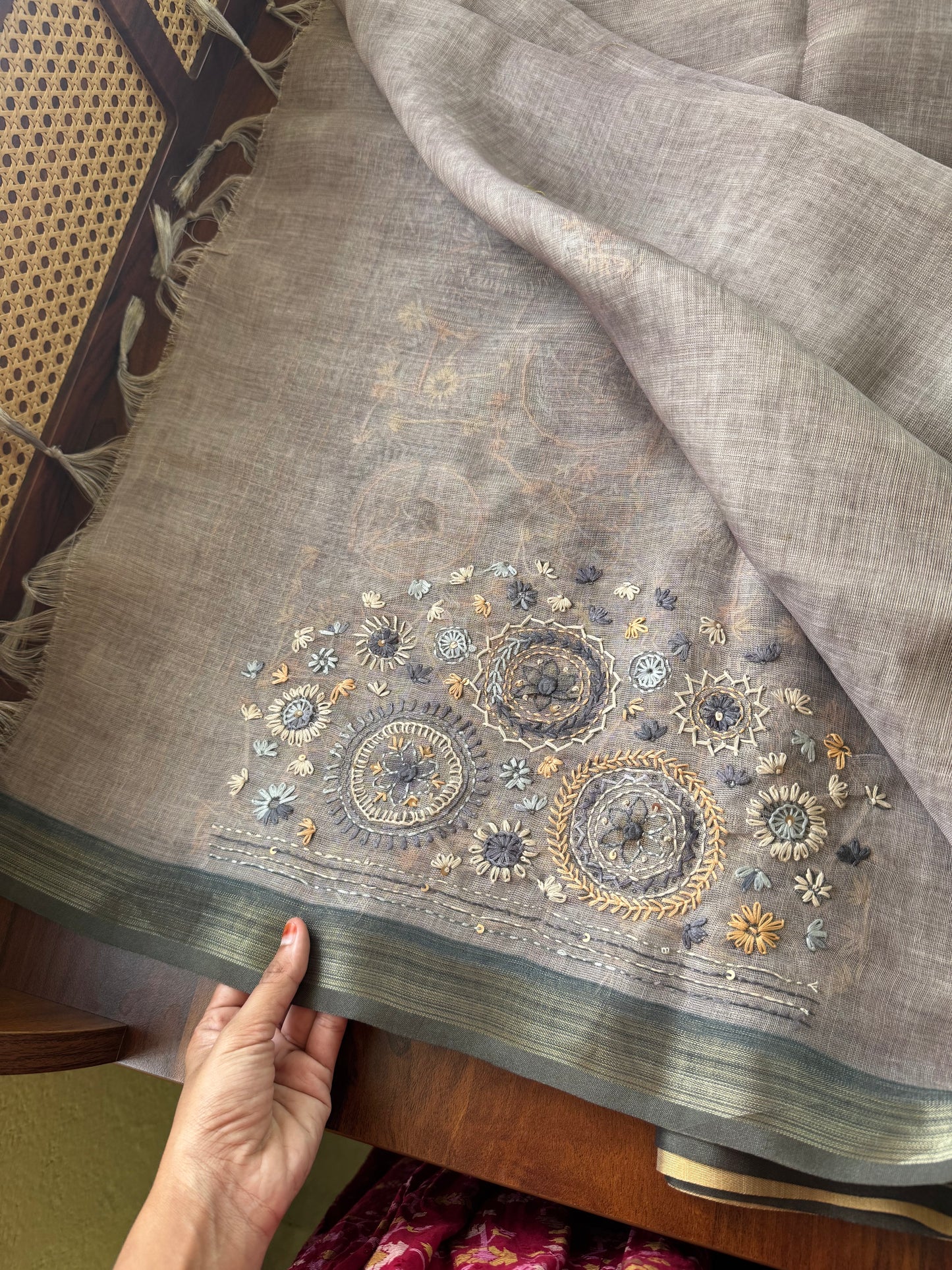 Premium Tissue Linen Sarees - Greyish Lavender