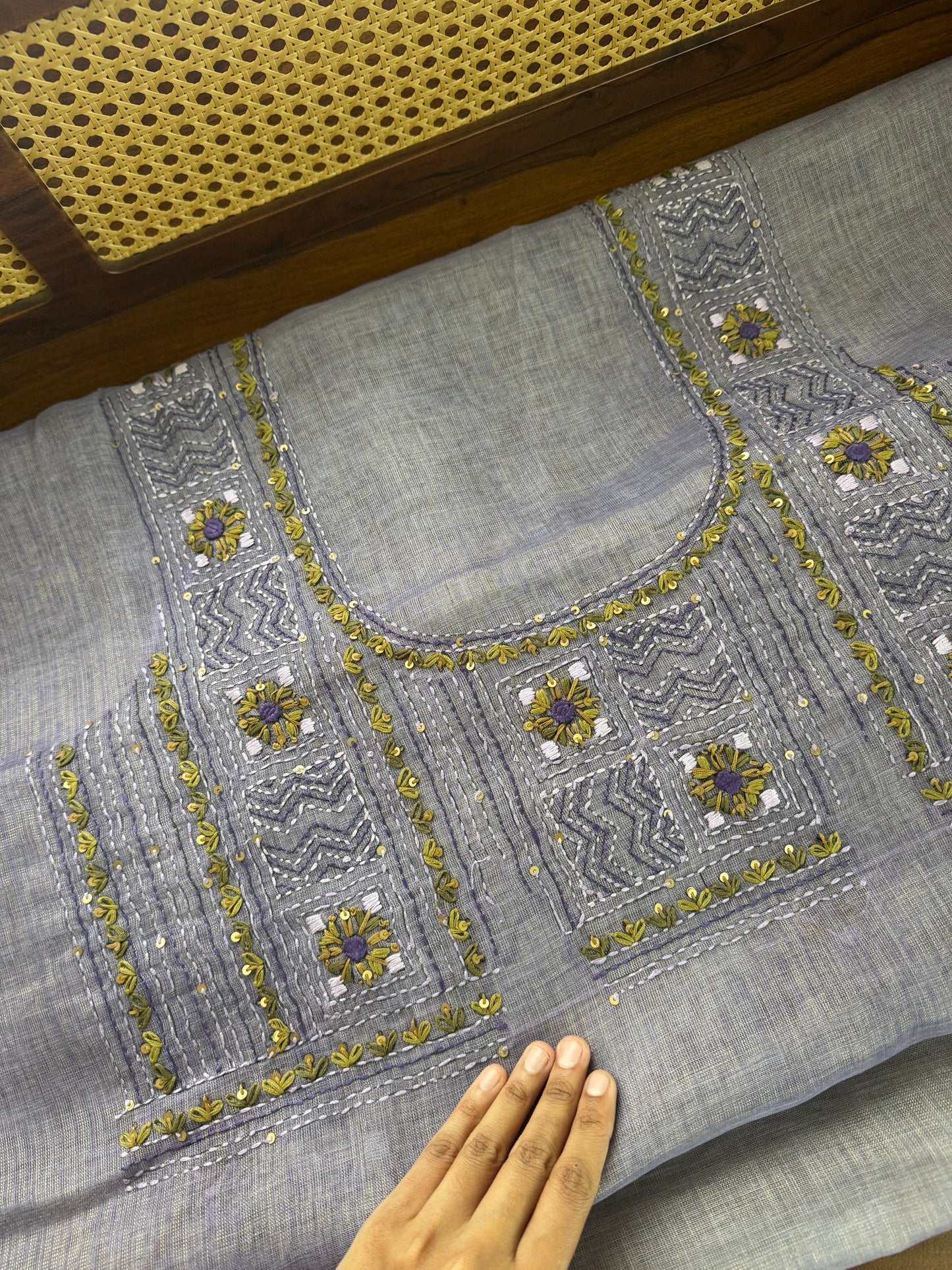 Premium Tissue Linen Sarees with heavy blouse - Lavender