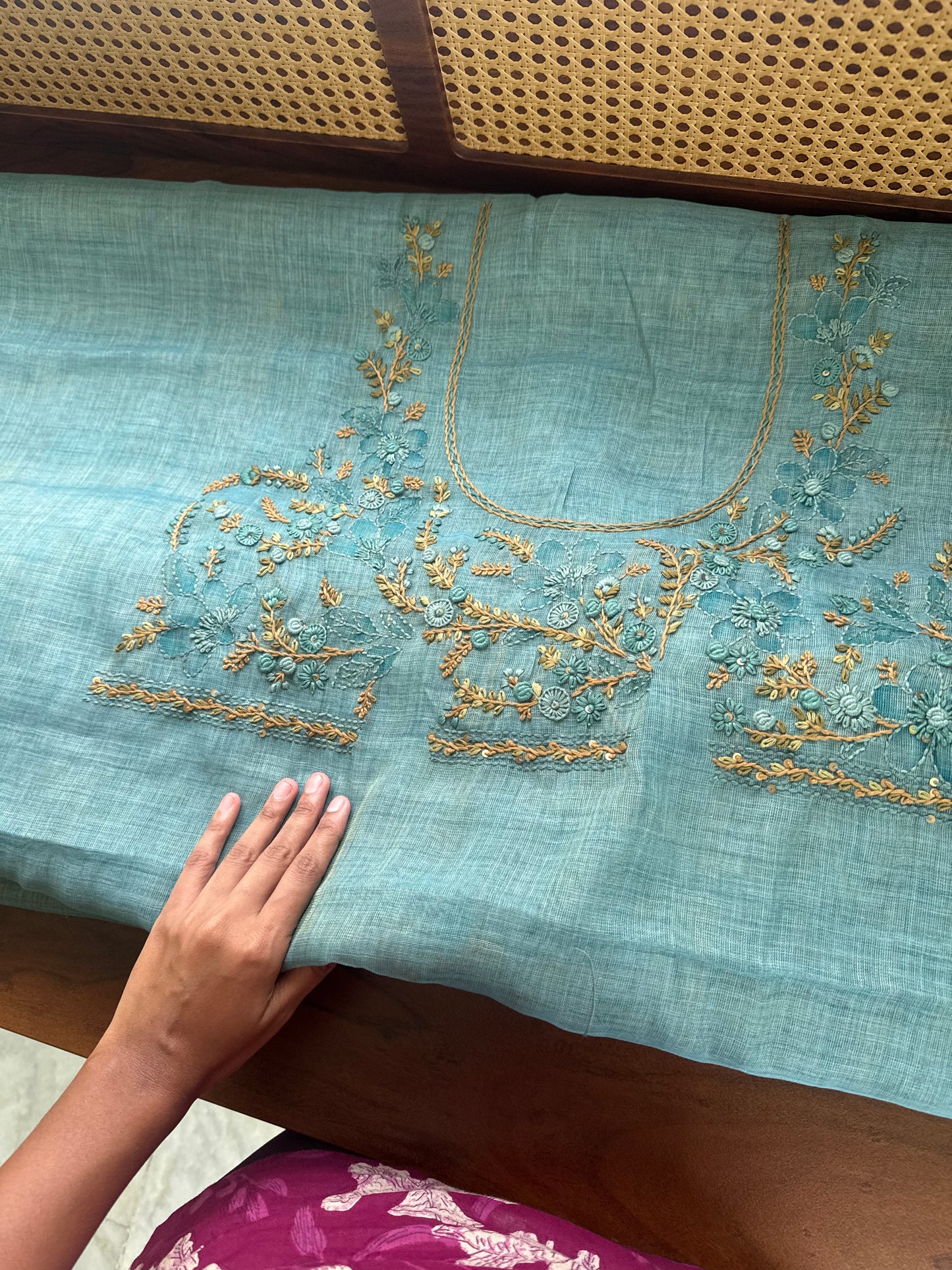 Premium Tissue Linen Sarees with heavy blouse - Blue