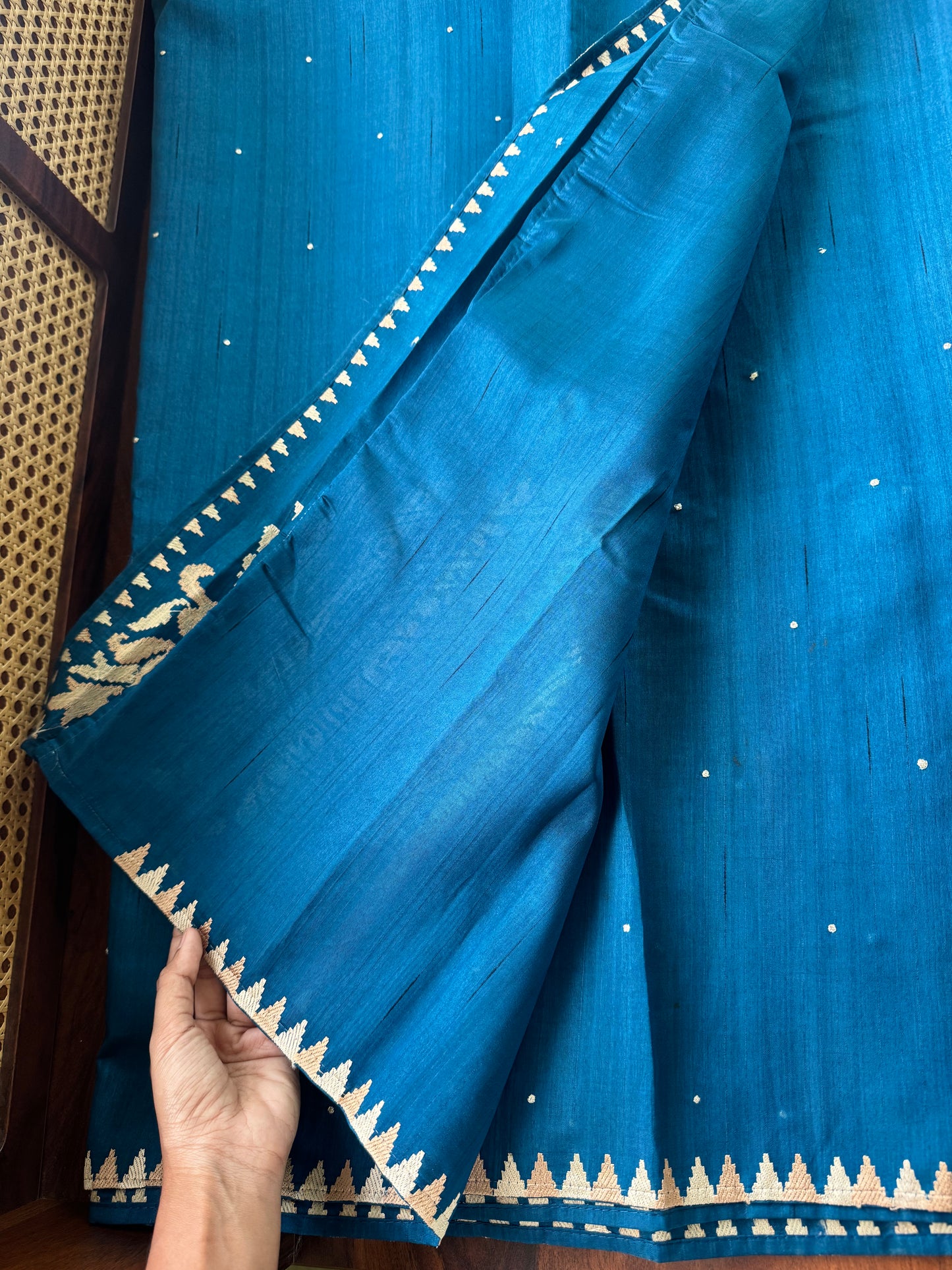 Minimal Mango Semi tussar saree - Rama Blue