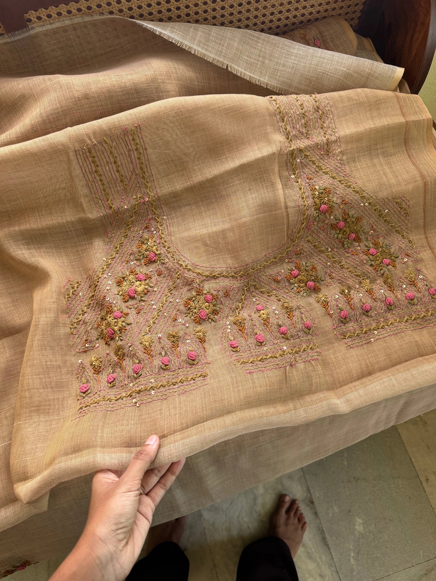 Premium Tissue Linen Sarees -Mustard