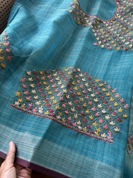 Premium Tissue Linen Sarees -Blue