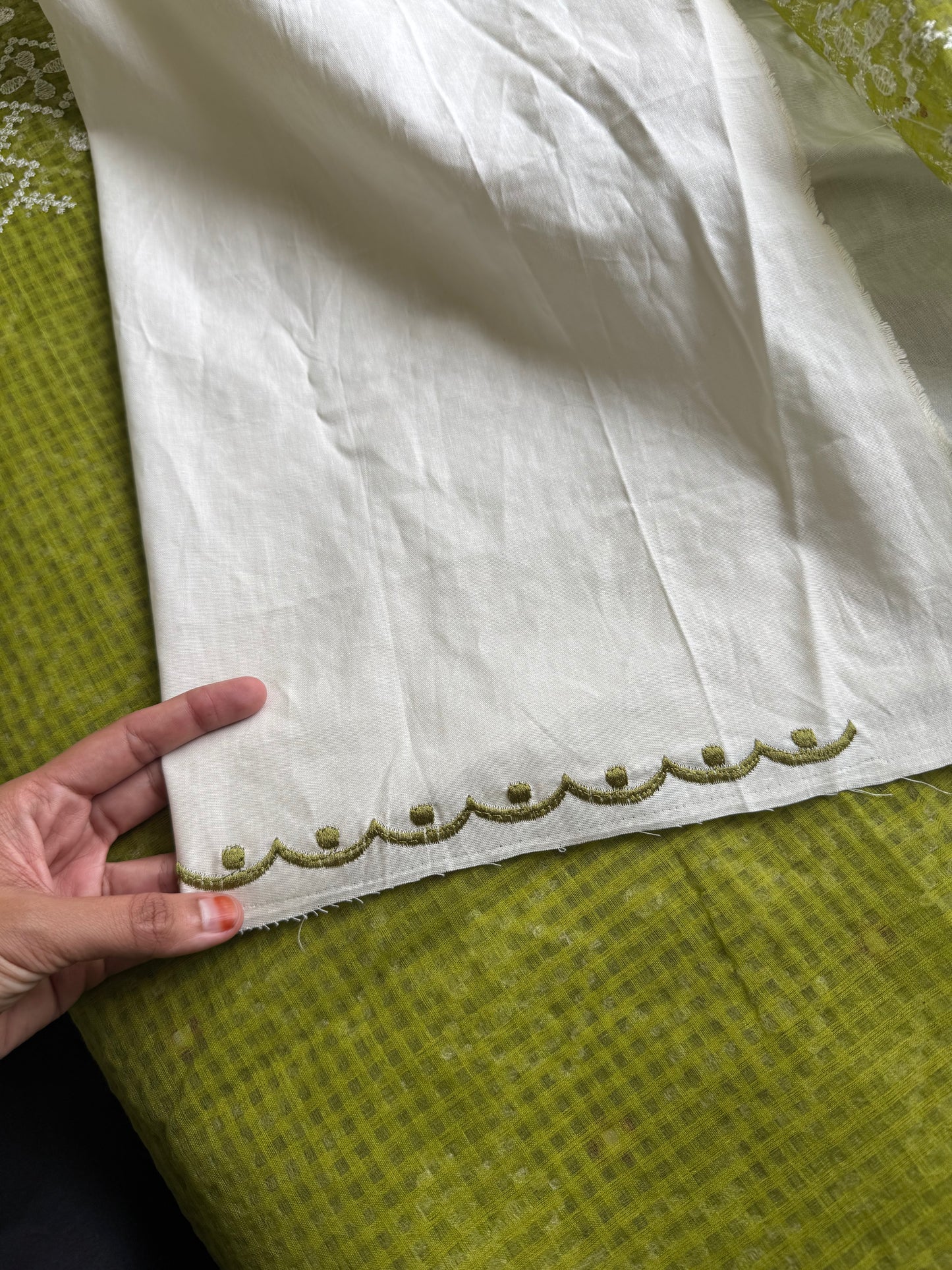 Embroidered Resham Silk Kota Saree - Green