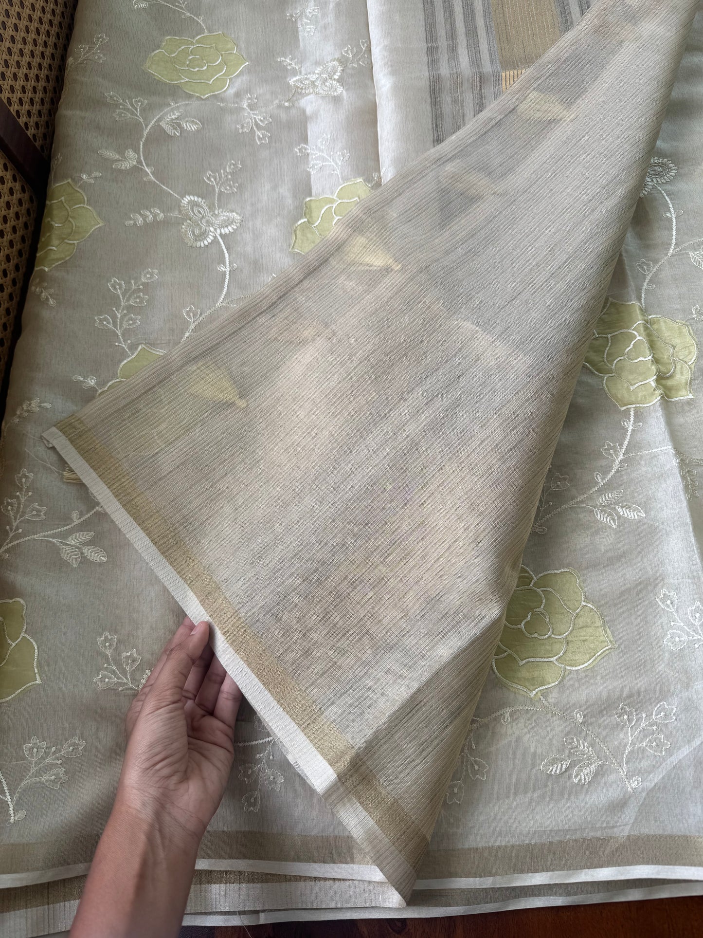 Mul Chanderi Tissue Saree - Golden yellow