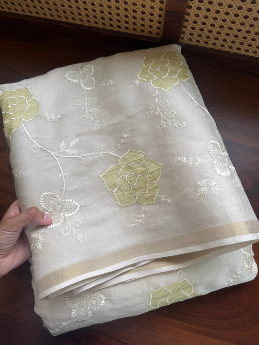 Mul Chanderi Tissue Saree - Golden yellow