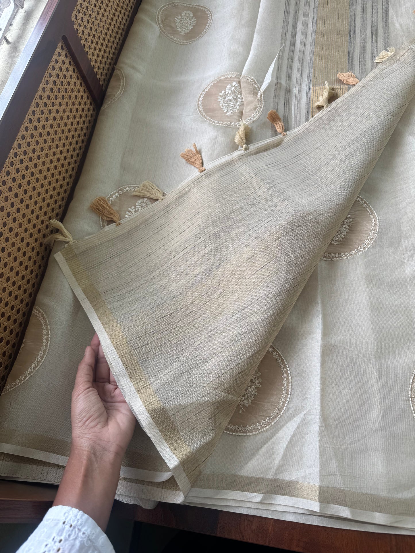 Mul Chanderi Tissue Saree - Golden