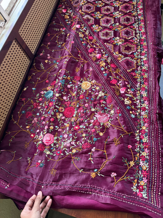 Premium Tussar Blend Saree with Handwork - Purple