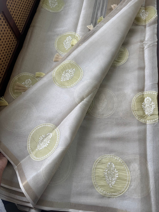 Mul Chanderi Tissue Saree - Golden Tissue