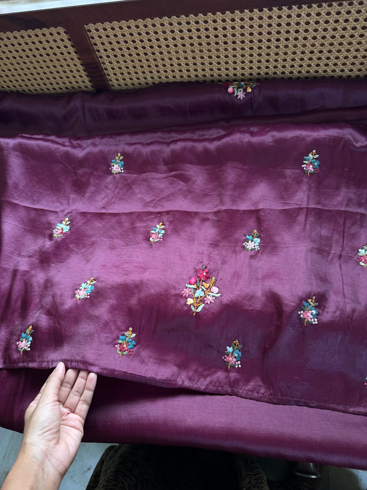 Premium Tussar Blend Saree with Handwork - Purple