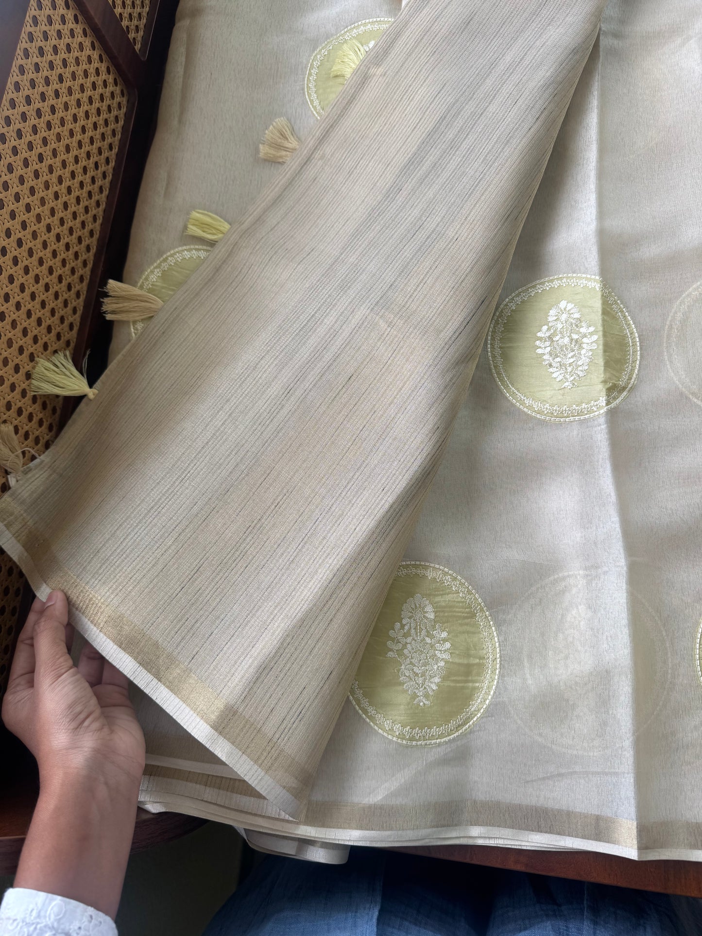 Mul Chanderi Tissue Saree - Golden Tissue