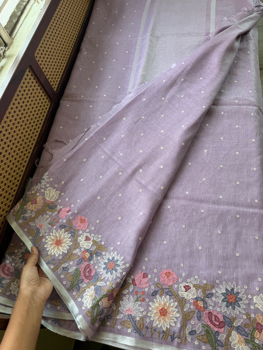 Pure Linen Sarees - Lavender