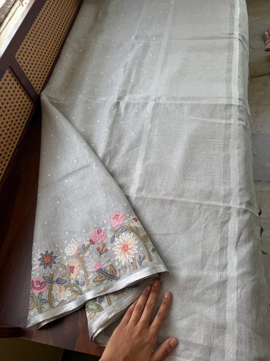 Pure Linen Sarees - Grey