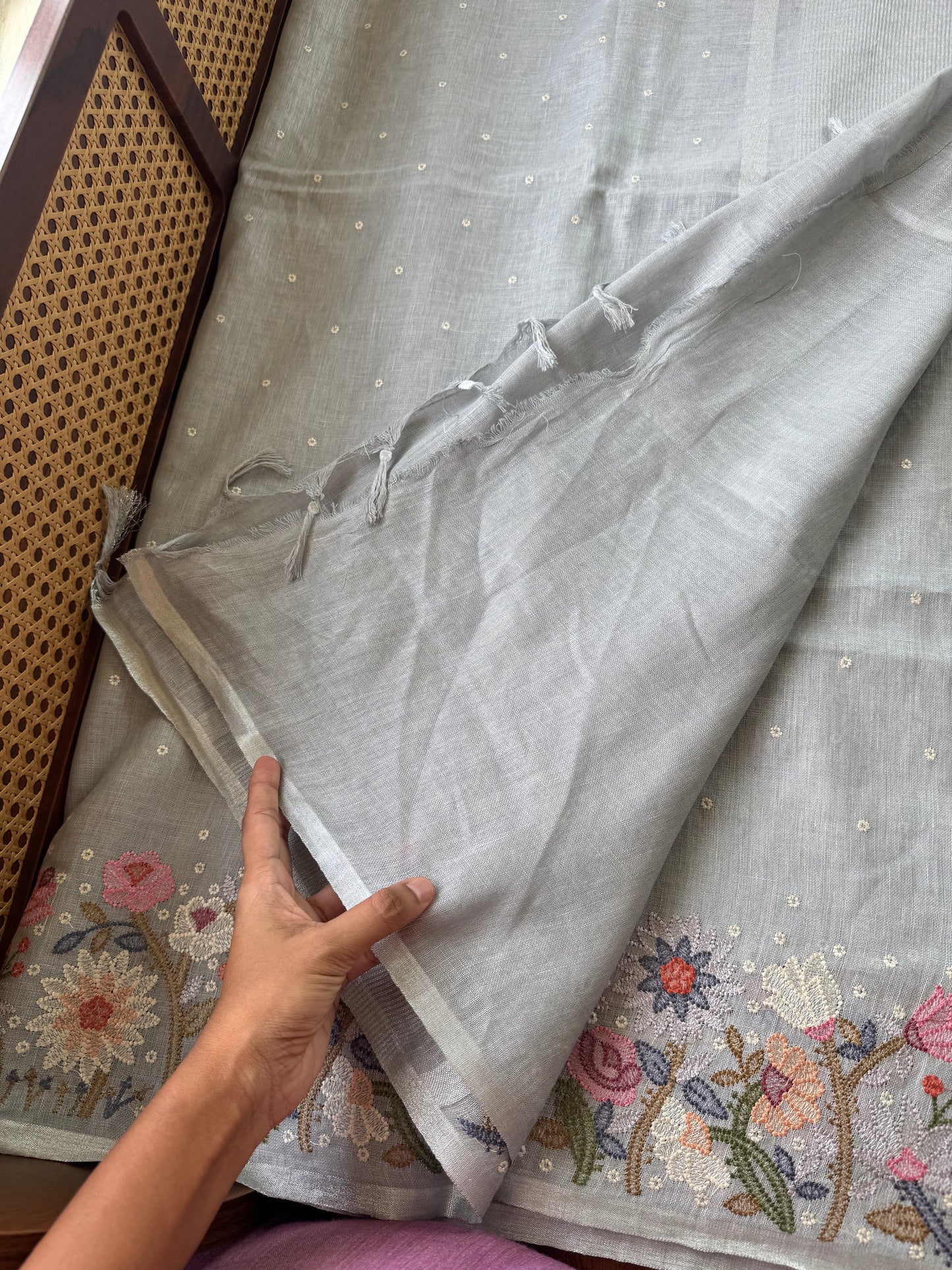 Pure Linen Sarees - Grey