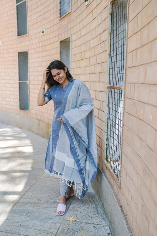 South Cotton Salwars - Grey