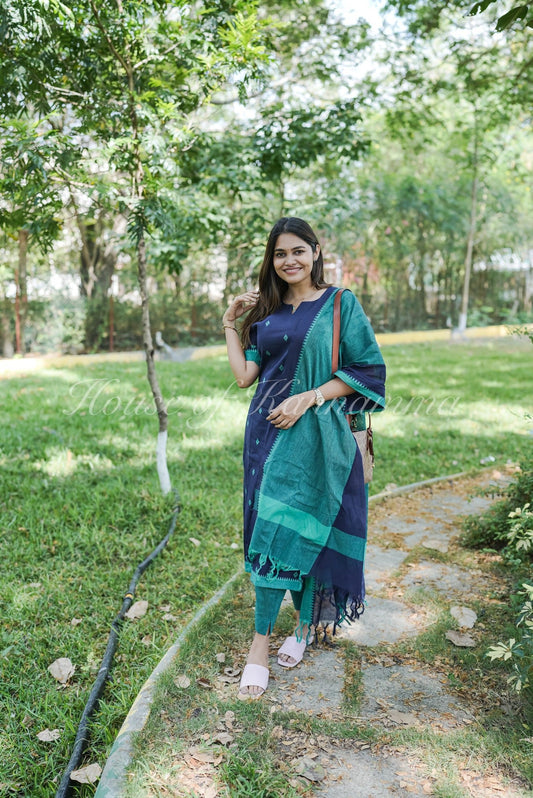 South Cotton Salwars - Navy Blue