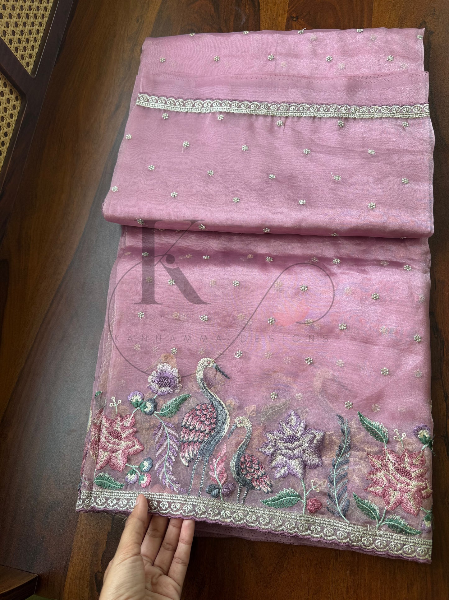 Luxe Tissue Organza Saree - Pink