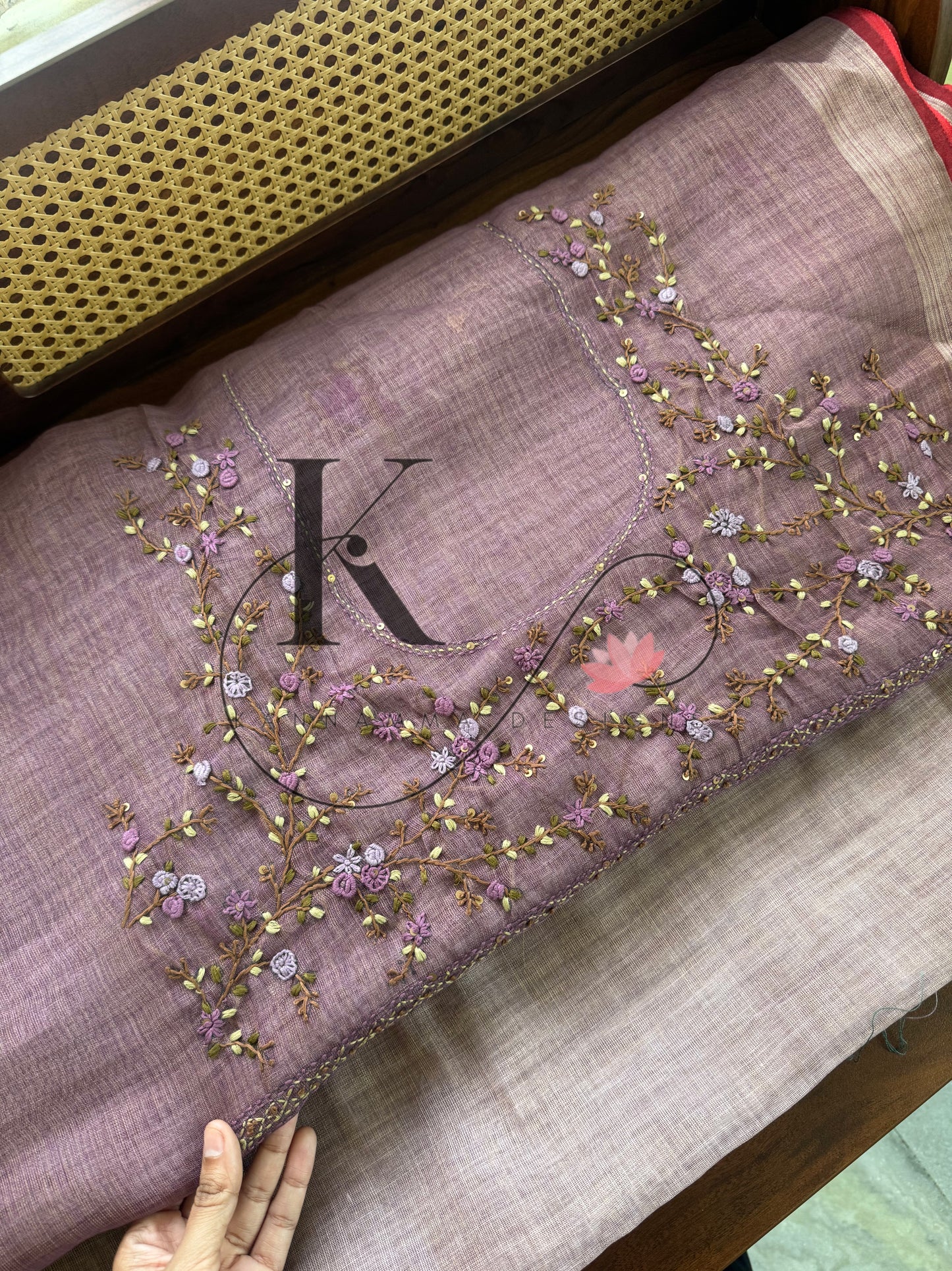 Premium Tissue Linen Sarees with heavy blouse - Lavender