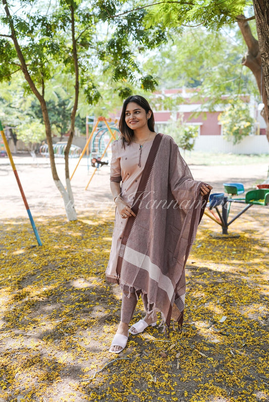 South Cotton Salwars - Pink & Brown
