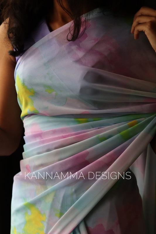 Watercolor Saree - Unicorn (KS323)
