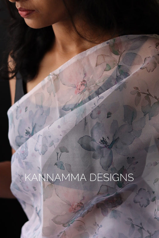 Floral Organza - White (KS180)