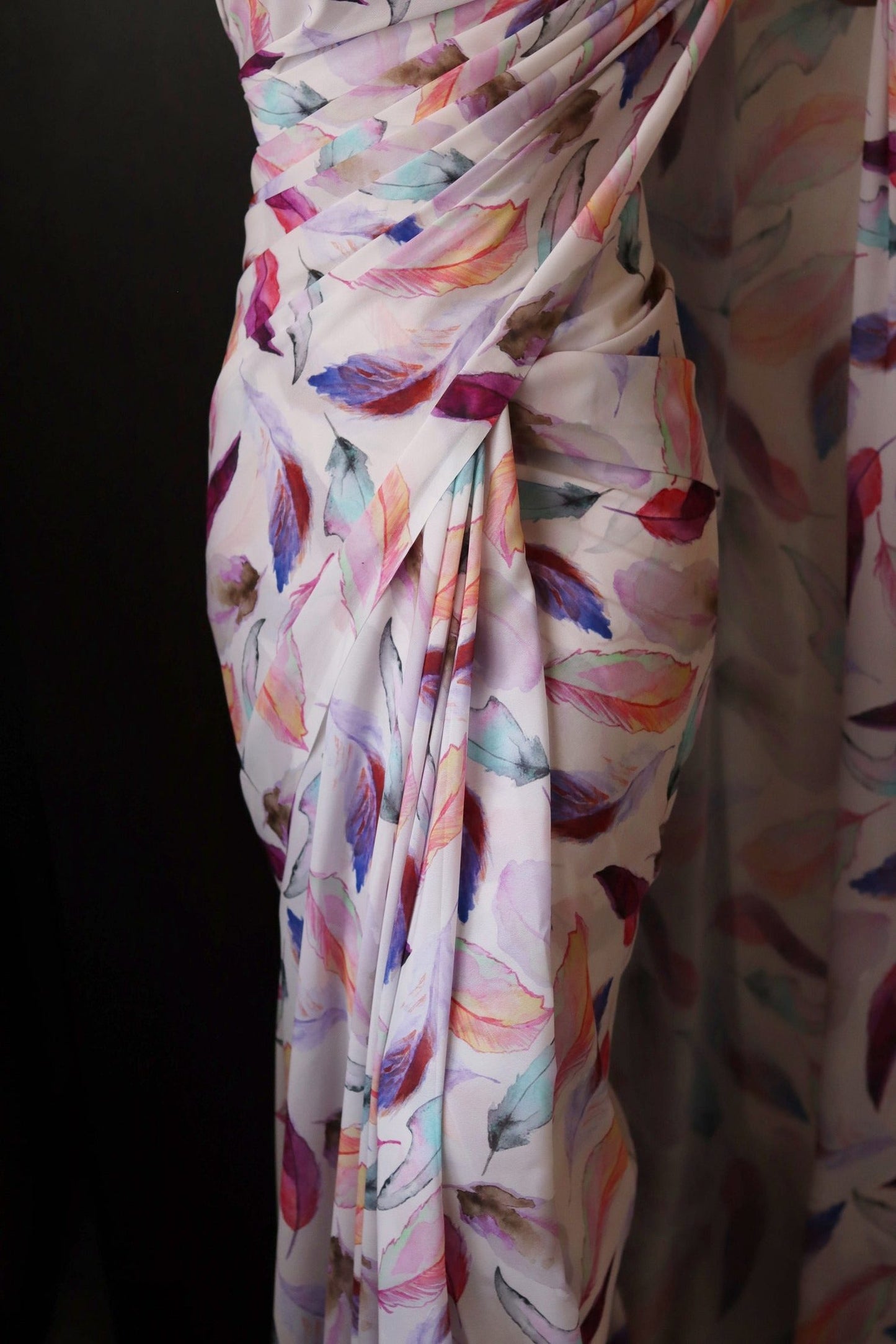 Feather Print Saree - Blue (KS321)