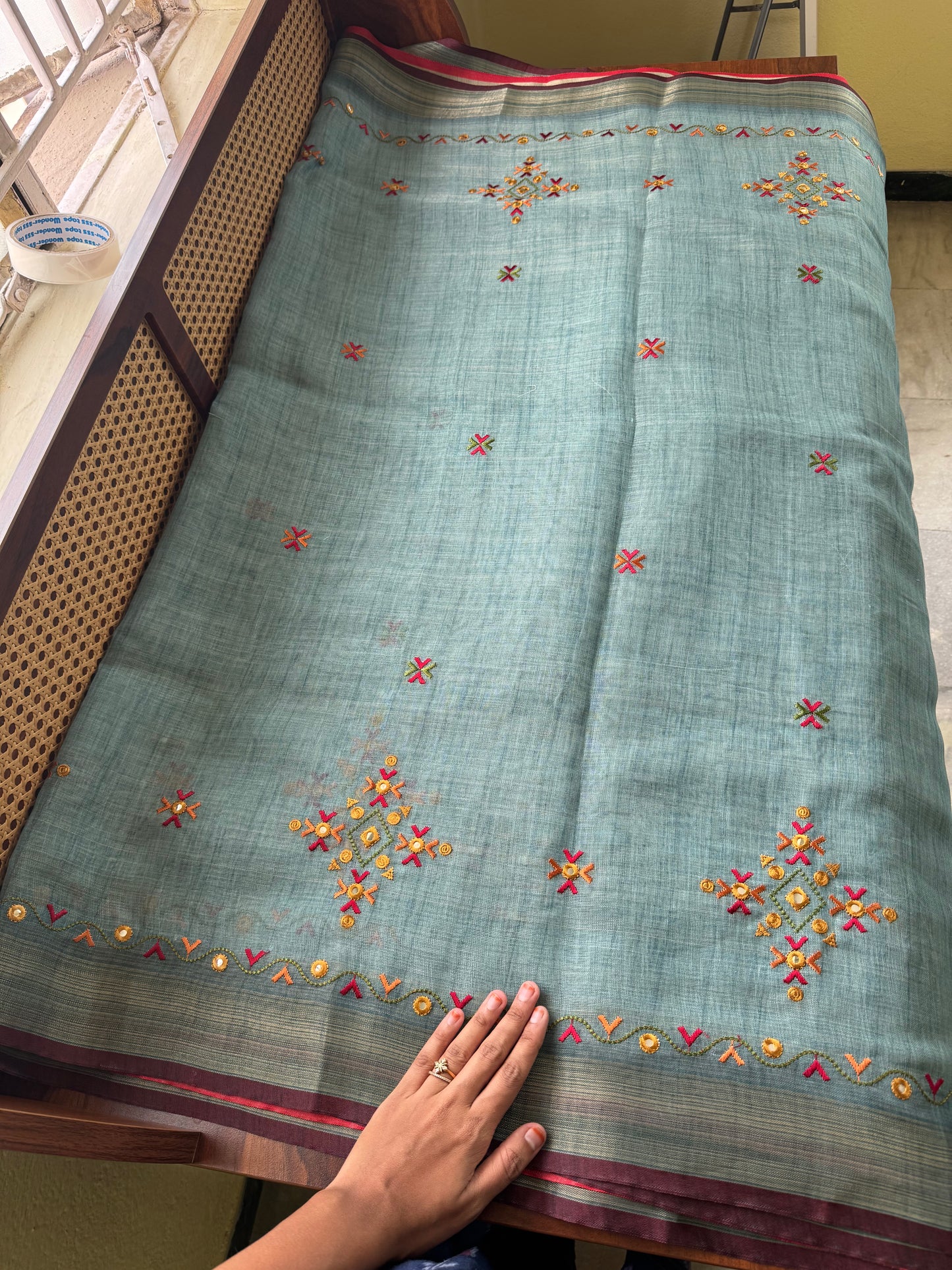 Premium Tissue Linen Sarees - Blue