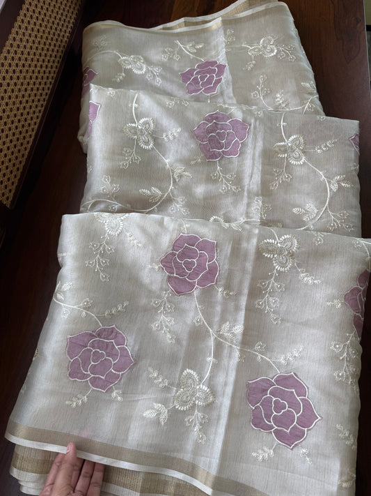 Mul Chanderi Tissue Saree - Lilac