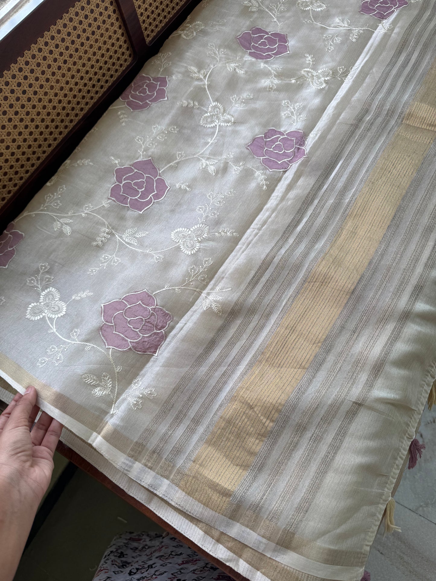 Mul Chanderi Tissue Saree - Lilac