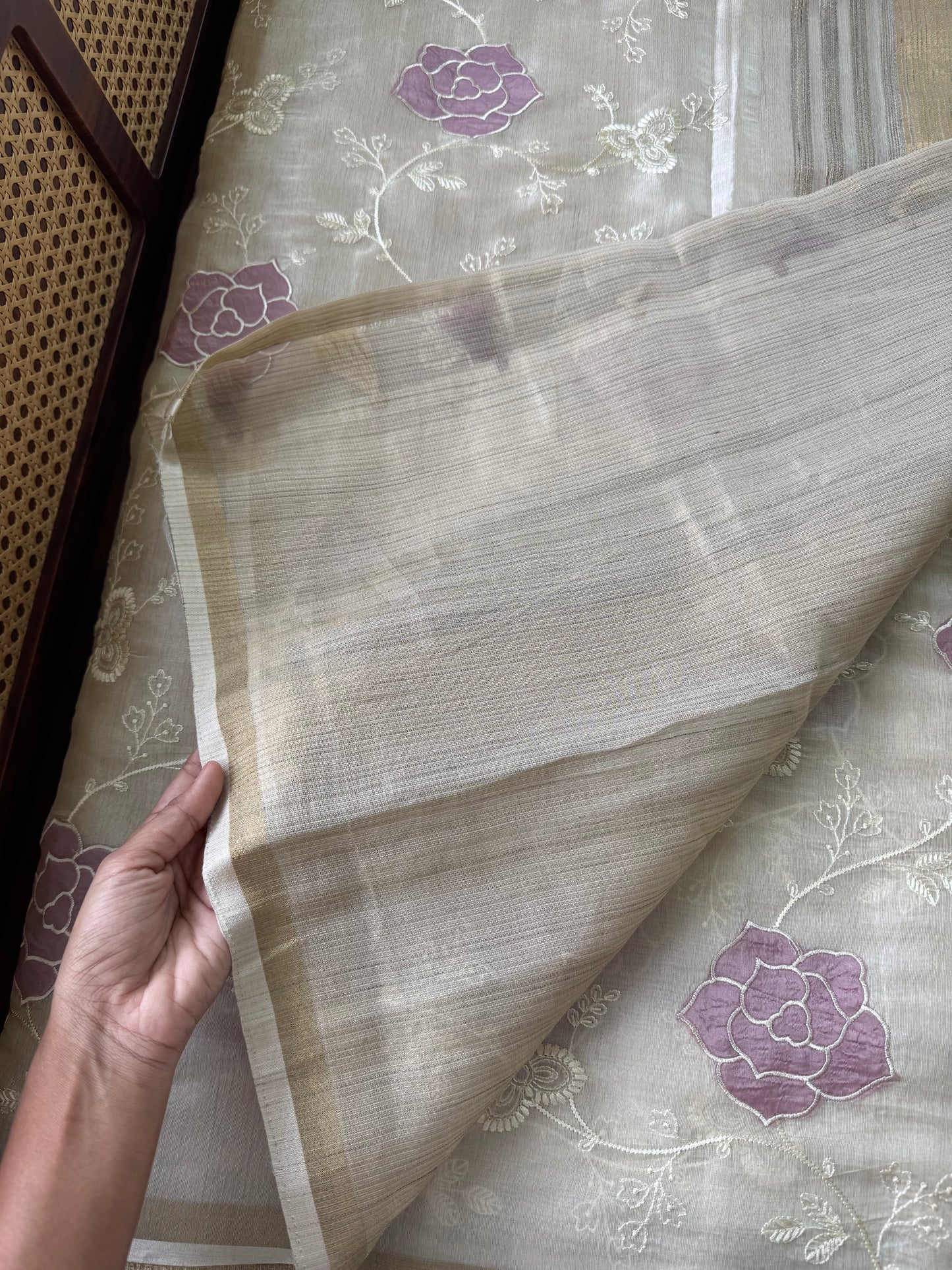 Mul Chanderi Tissue Saree - Lilac