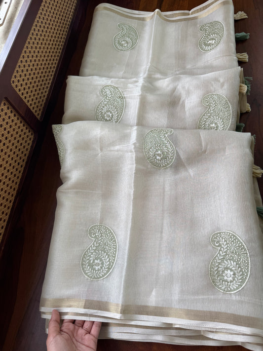 Mul Chanderi Tissue Saree - Green