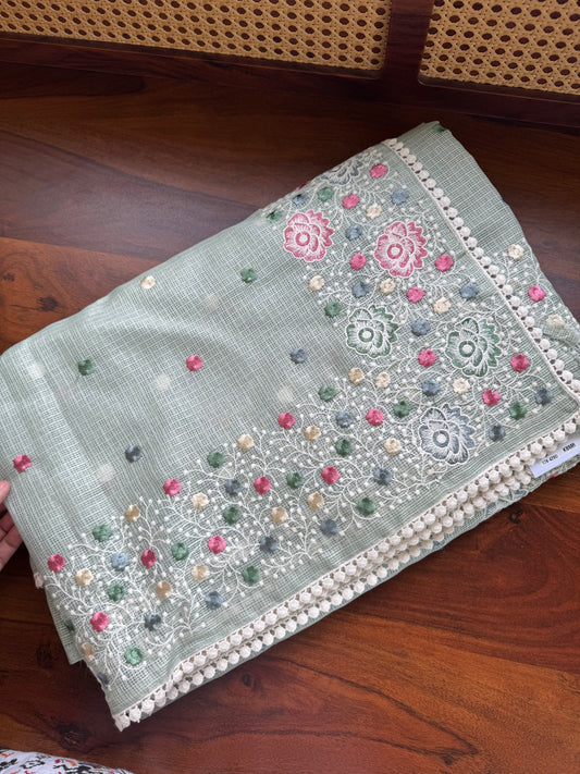 Soft Tissue Kota Saree - Pastel Green
