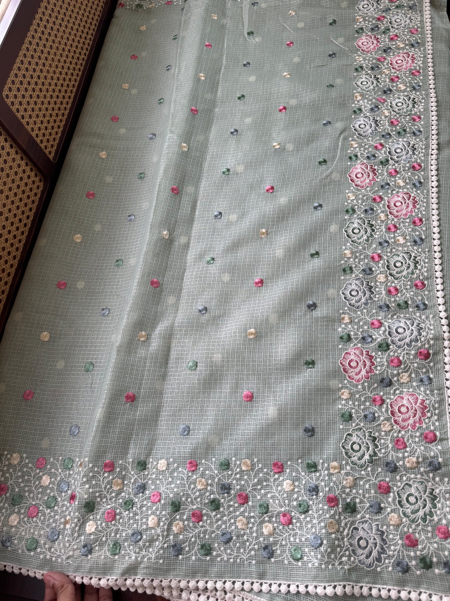 Soft Tissue Kota Saree - Pastel Green