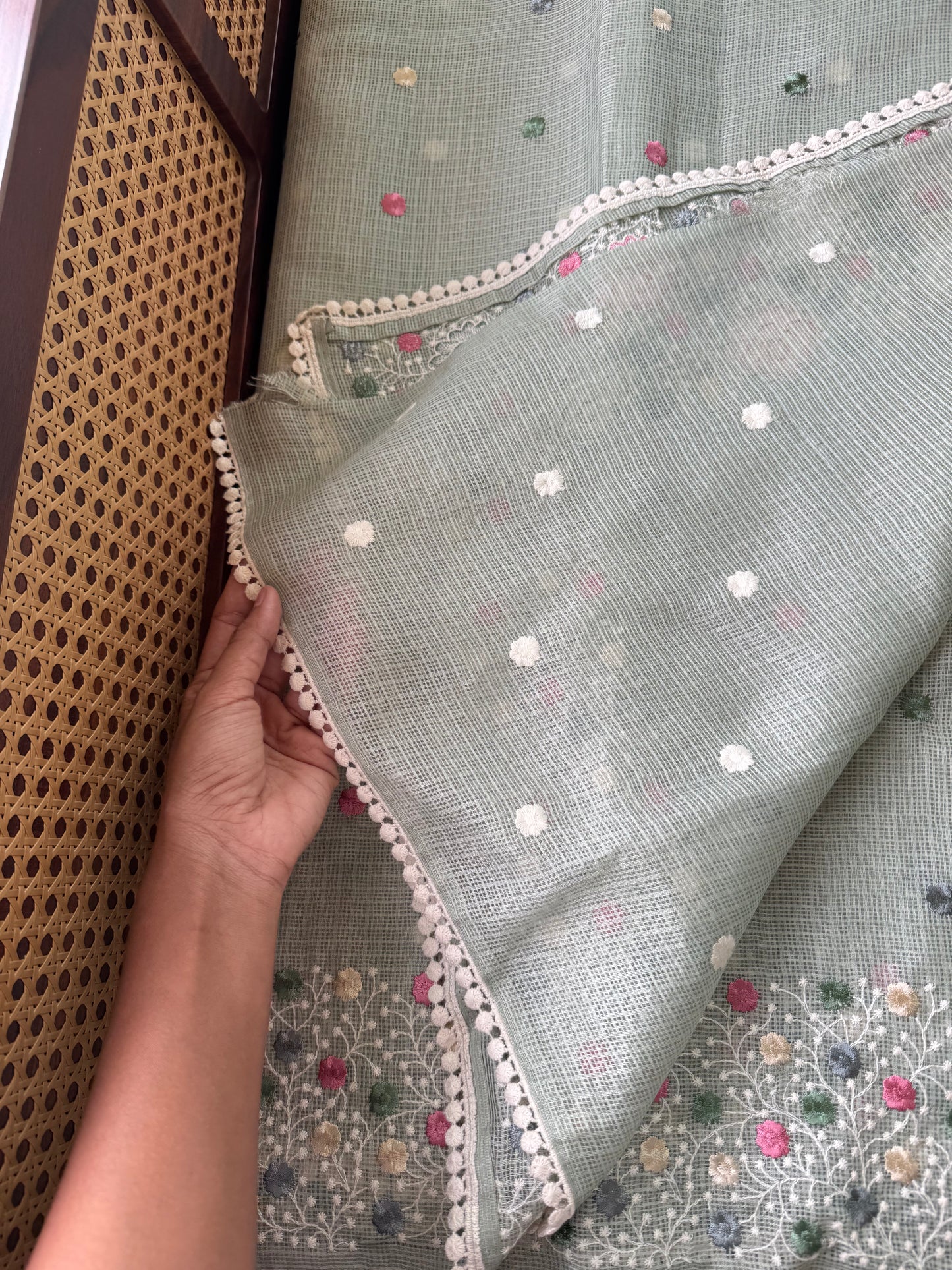 Soft Tissue Kota Saree - Pastel Green