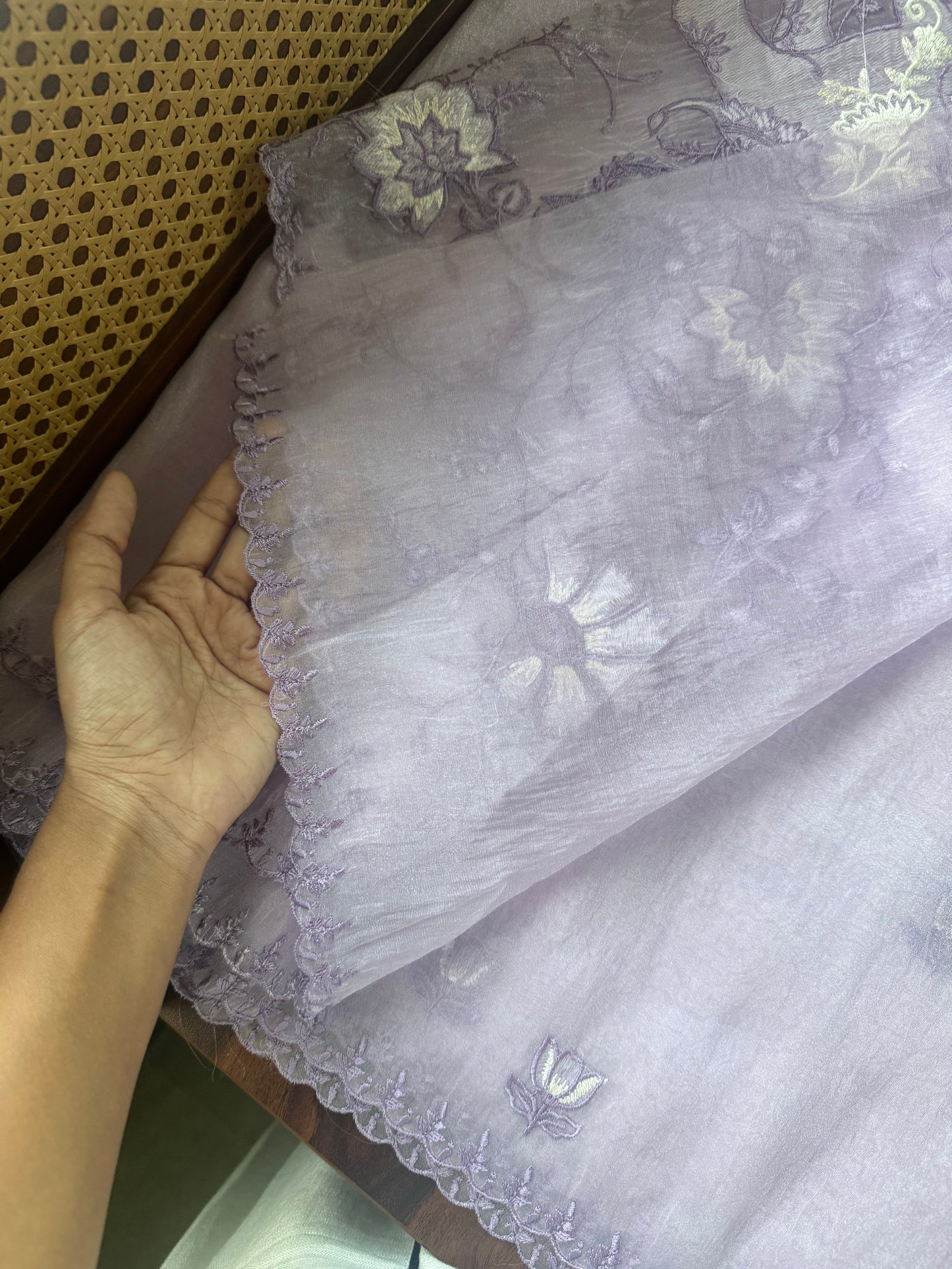 Delicate Tissue Organza Saree - Lavender