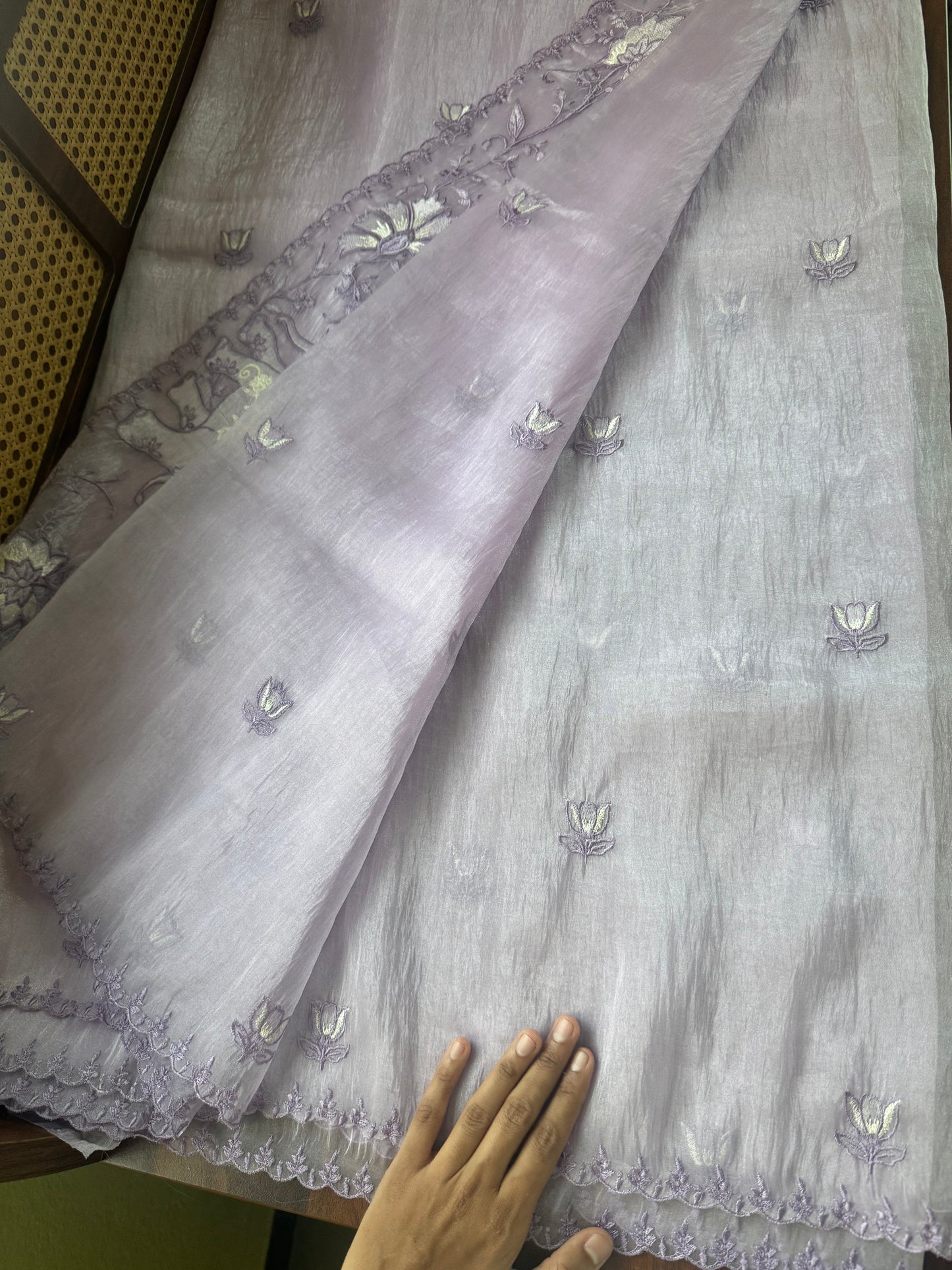 Delicate Tissue Organza Saree - Lavender