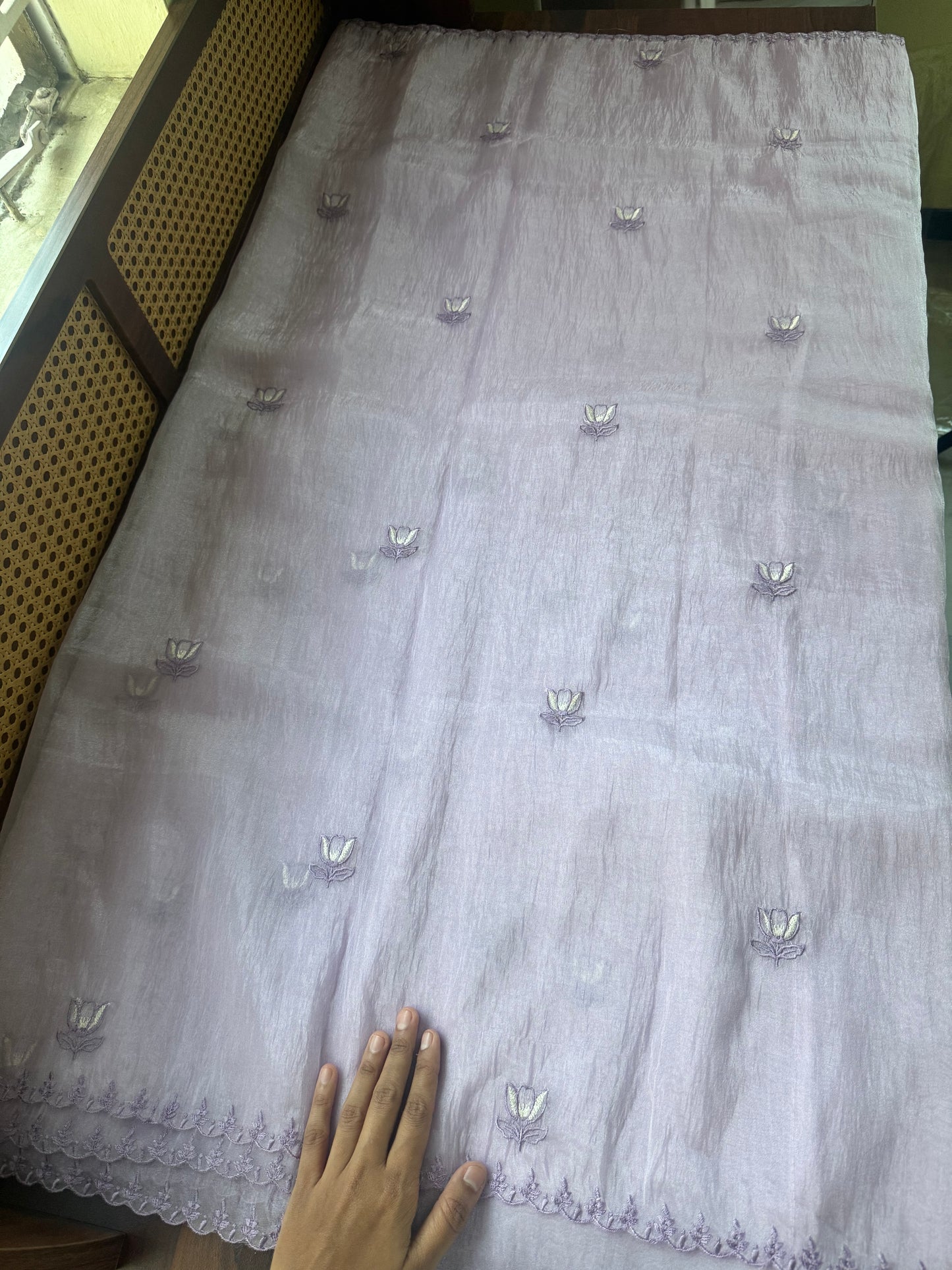 Delicate Tissue Organza Saree - Lavender