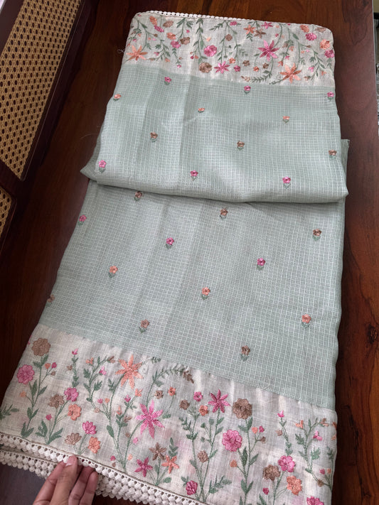 Soft Tissue Kota Saree - Pastel Blue