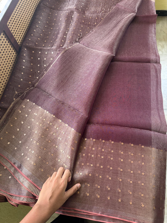 Pure Organza Tissue Saree - Molten Brown