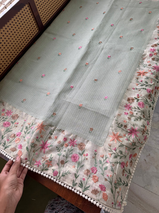 Soft Tissue Kota Saree - Pastel Blue