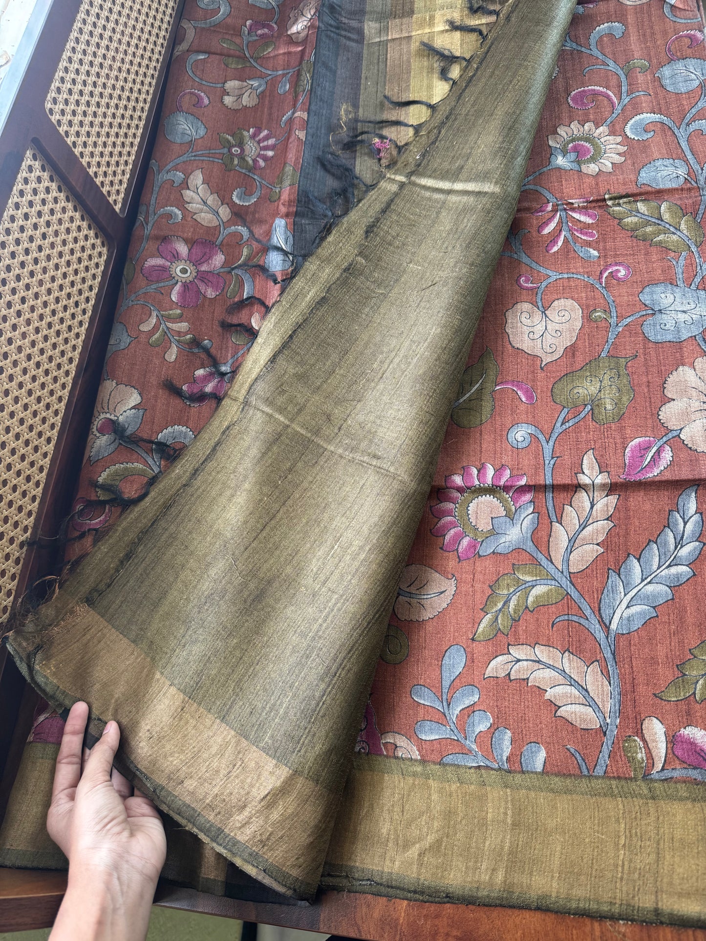 Pure Handloom Tussar Silk Saree -Rustic Brown