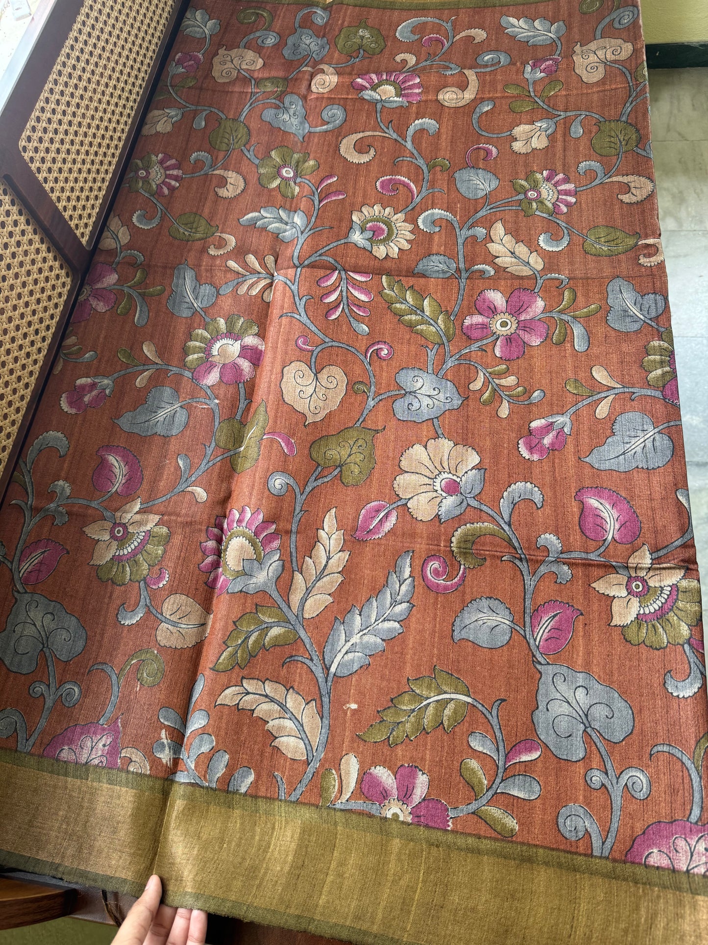 Pure Handloom Tussar Silk Saree -Rustic Brown