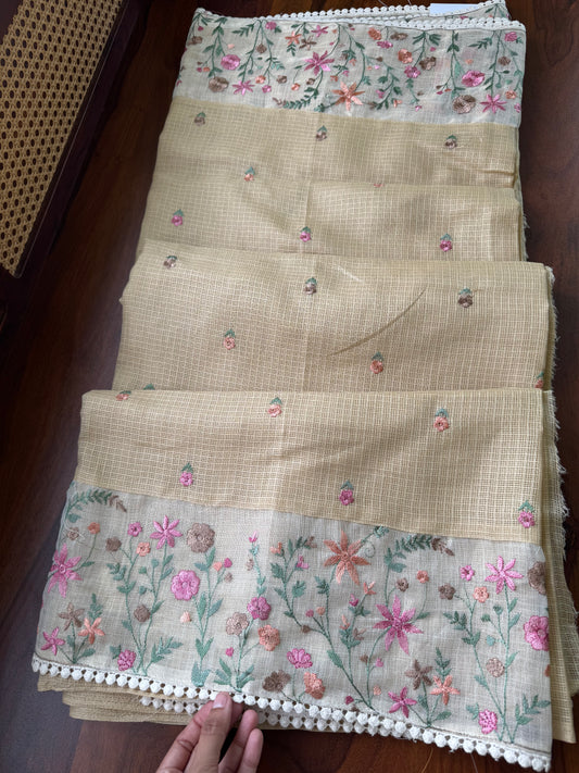 Soft Tissue Kota Saree - Pastel Yellow