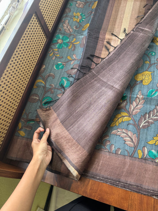 Pure Handloom Tussar Silk Saree -Grey