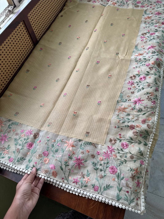 Soft Tissue Kota Saree - Pastel Yellow