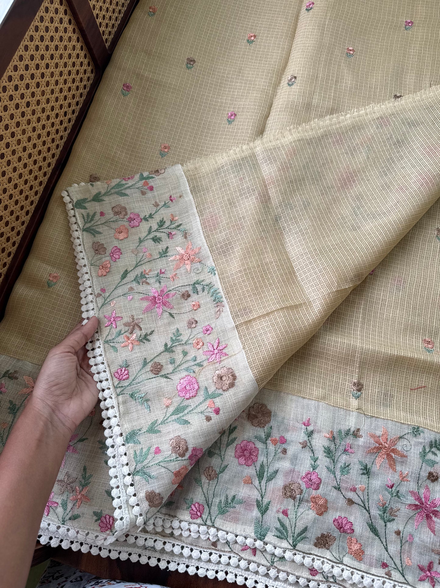 Soft Tissue Kota Saree - Pastel Yellow