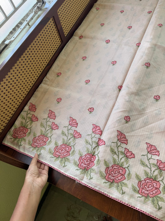 Soft Kota Tissue Saree - Rose