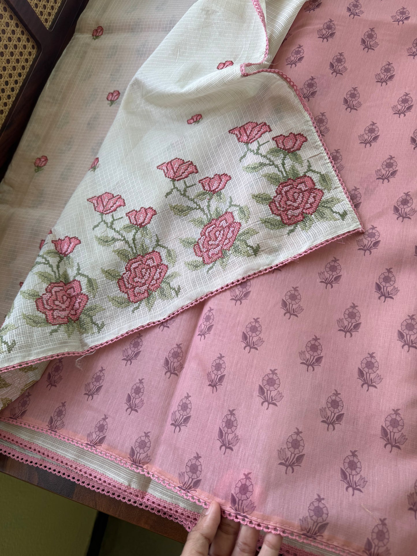 Soft Kota Tissue Saree - Rose