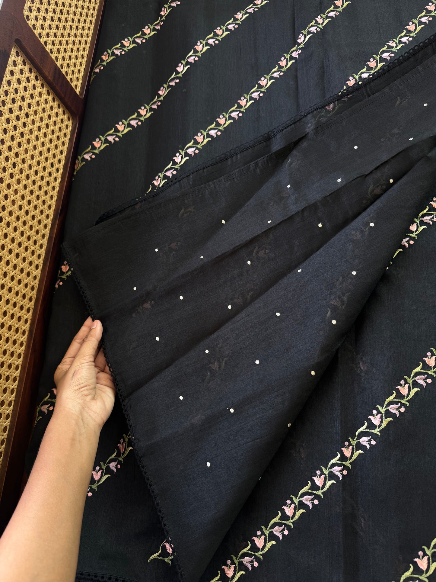 Elegant Semi tussar saree - Black