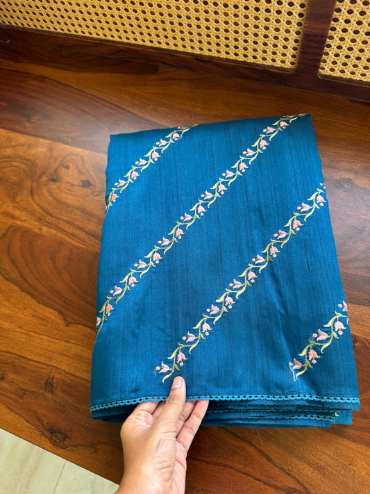 Elegant Semi tussar saree - Rama Blue